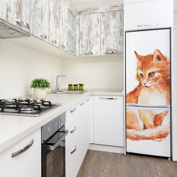 Nálepka fototapeta lednička Červená kočka FridgeStick-70x190-f-120895228