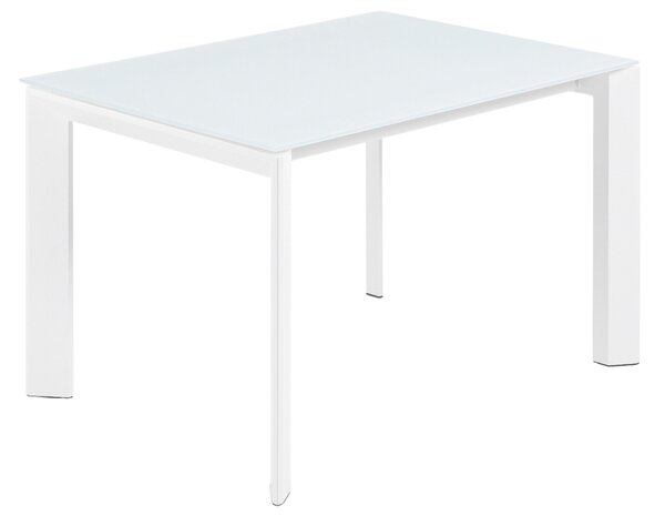 Bílý skleněný rozkládací jídelní stůl Kave Home Axis 120/180 x 80 cm