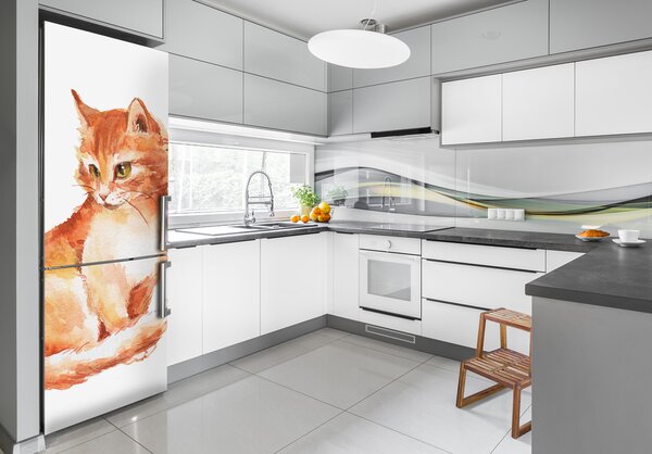 Nálepka fototapeta lednička Červená kočka FridgeStick-70x190-f-120895228