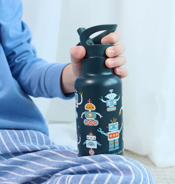 A Little Lovely Company - nerezová láhev na pití, 350 ml – roboti