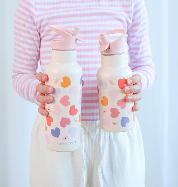 A Little Lovely Company - nerezová láhev na pití, 350 ml – srdce