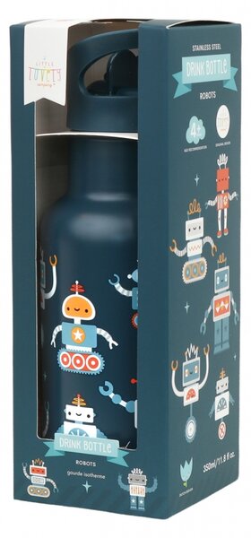 A Little Lovely Company - nerezová láhev na pití, 350 ml – roboti