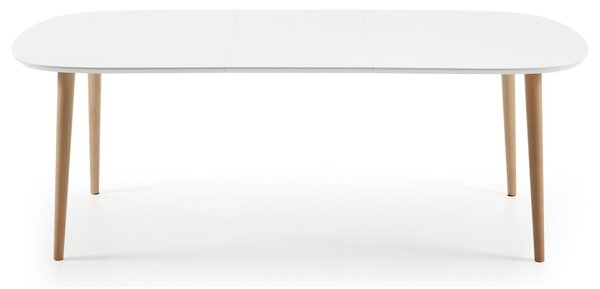 Bílý lakovaný rozkládací jídelní stůl Kave Home Oqui 160/260 x 100 cm