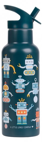 A Little Lovely Company - nerezová láhev na pití, 500 ml – roboti