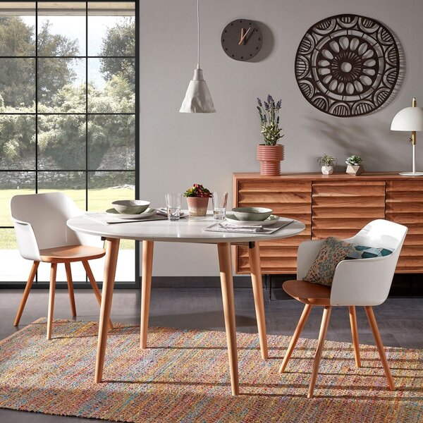 Bílý lakovaný rozkládací jídelní stůl Kave Home Oqui 120/200 x 90 cm
