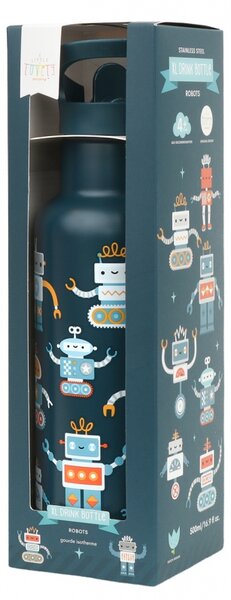 A Little Lovely Company - nerezová láhev na pití, 500 ml – roboti