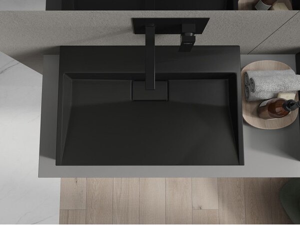 Mexen Ava umyvadlo na desku z konglomerátu B/O 70 x 46 cm, černá - 23017070