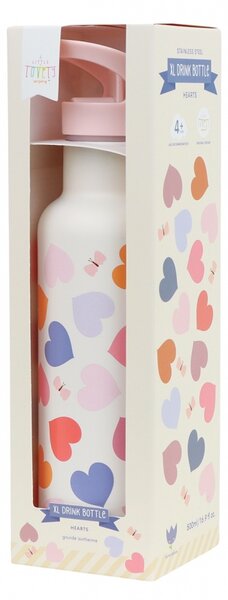 A Little Lovely Company - nerezová láhev na pití, 500 ml – srdce