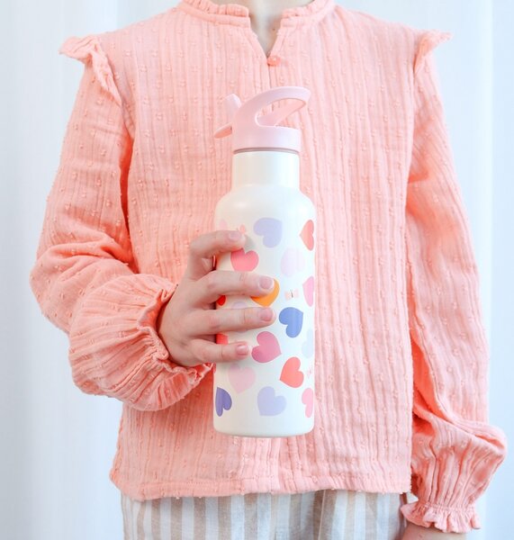 A Little Lovely Company - nerezová láhev na pití, 500 ml – srdce