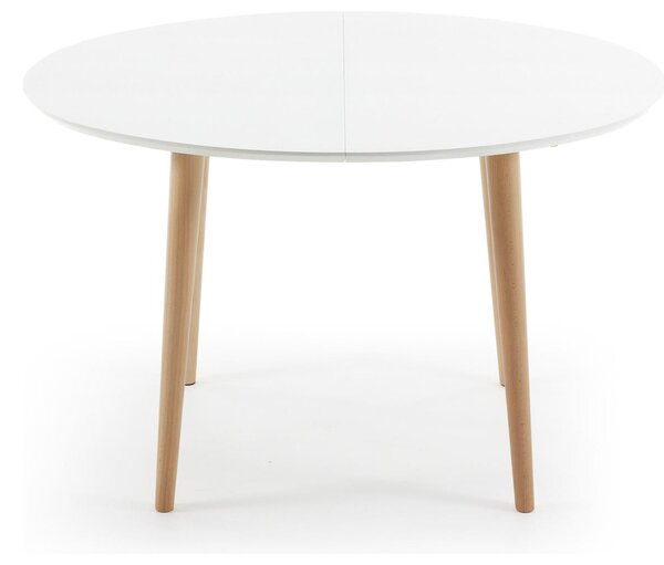 Bílý lakovaný rozkládací jídelní stůl Kave Home Oqui 120/200 x 90 cm
