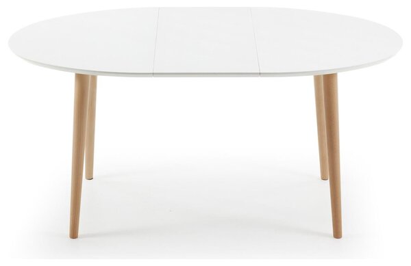 Bílý lakovaný rozkládací jídelní stůl Kave Home Oqui 120/200 x 90 cm