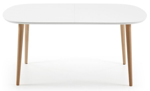 Bílý lakovaný rozkládací jídelní stůl Kave Home Oqui 160/260 x 100 cm