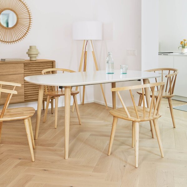 Bílý lakovaný rozkládací jídelní stůl Kave Home Oqui 160/260 x 100 cm