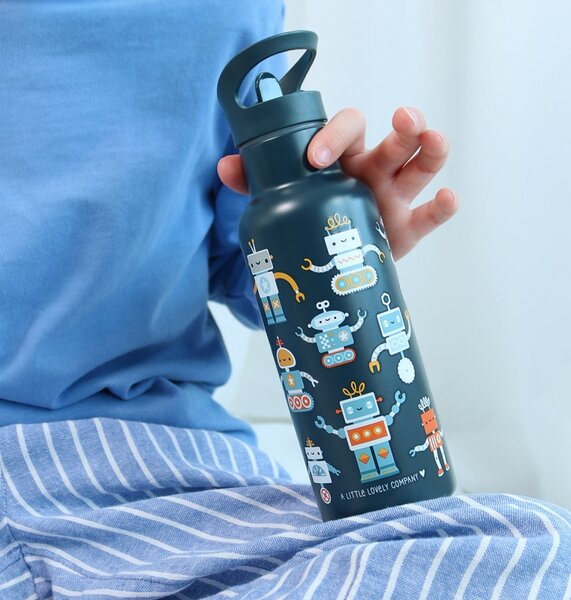 A Little Lovely Company - nerezová láhev na pití, 500 ml – roboti