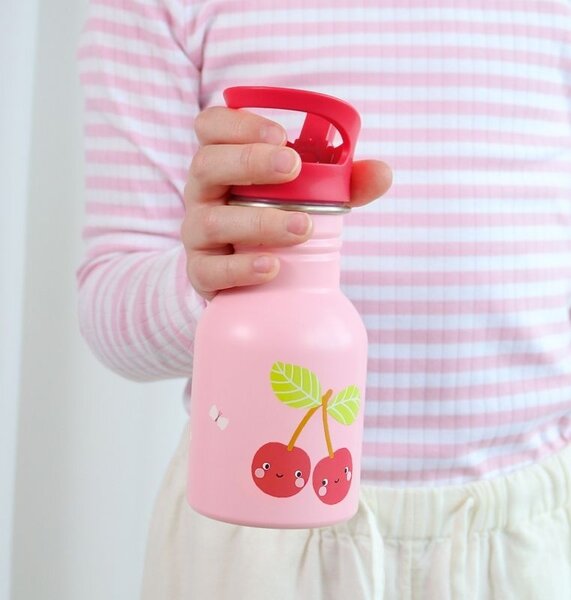 A Little Lovely Company - nerezová jednostěnná láhev na pití, 350 ml – veselé třešničky