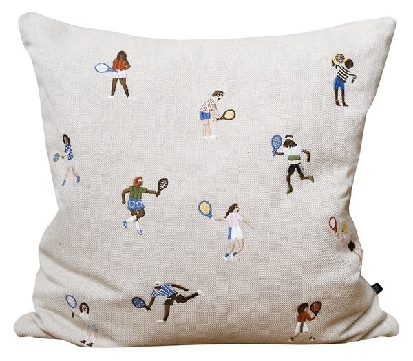 Lněný povlak na polštář Tennis Embroidered 48 × 48 cm