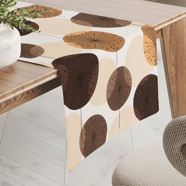 Biante Bavlněný běhoun na stůl Sandra SA-488 Hnědo-béžové designové pampelišky 20x120 cm