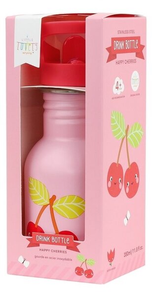 A Little Lovely Company - nerezová jednostěnná láhev na pití, 350 ml – veselé třešničky