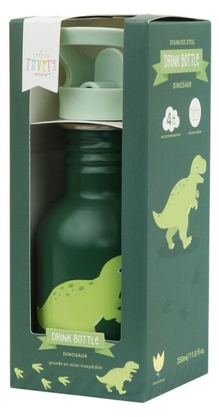 A Little Lovely Company - nerezová jednostěnná láhev na pití, 350 ml – dinosaurus