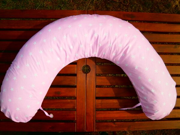 KHC Kojící těhotenský relaxační polštář Miki Obrovský Hvězdy na růžové Pratelný potah O=240cm