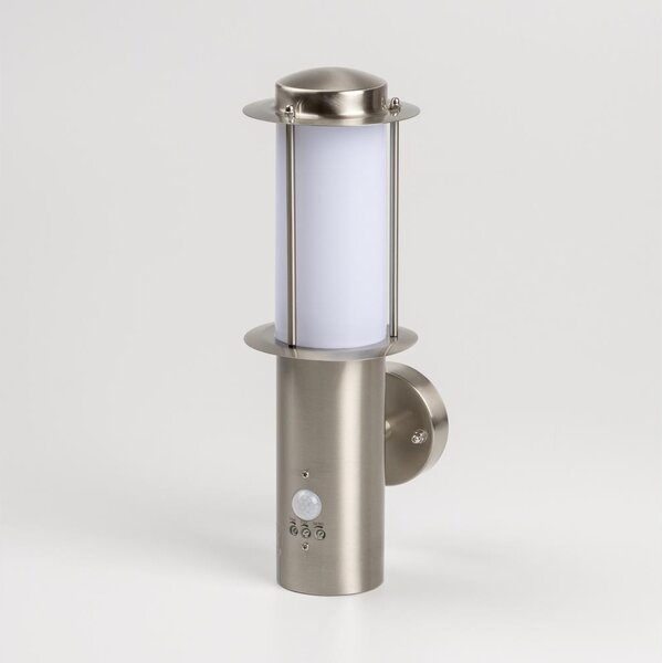 LED Venkovní nástěnné svítidlo se senzorem pohybu 1xE27/4,9W/230V IP44 mat chrom