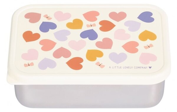 A Little Lovely Company – nerezová krabička na oběd s plastovým víkem – srdce