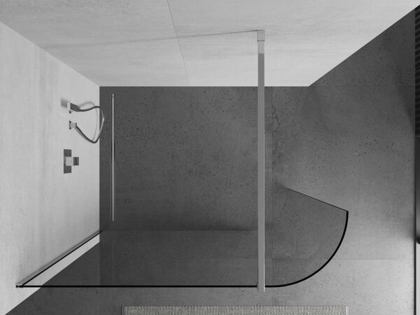 Mexen Kioto-R Zaoblená sprchová stěna Walk-in 130 x 200 cm, transparentní 8 mm, chrom - 800-130-101-01-06