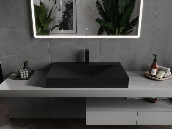 Mexen Poli umyvadlo na desku z konglomerátu 1/O 80 x 48 cm, černá - 23028071