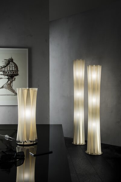 SLAMP BACFXL0GLD00000000EU Bach Floor XL, designová stojací lampa ze zlatého Opalflexu, 3xE27, výška 161cm