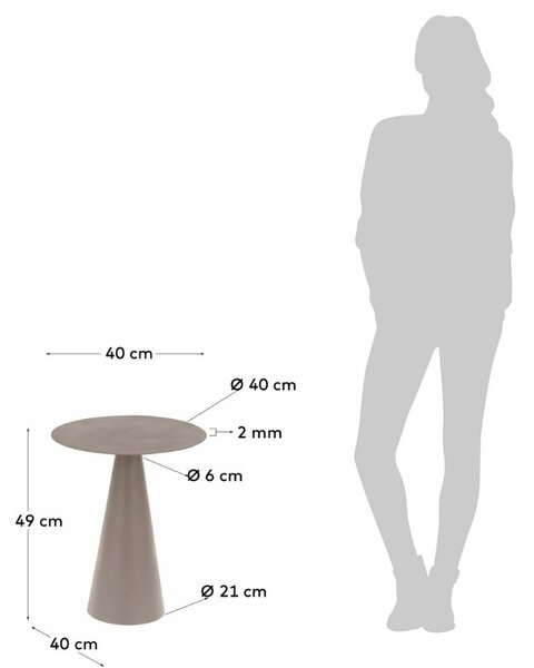 Zelenošedý kovový kulatý odkládací stolek Kave Home Shirel 38 cm