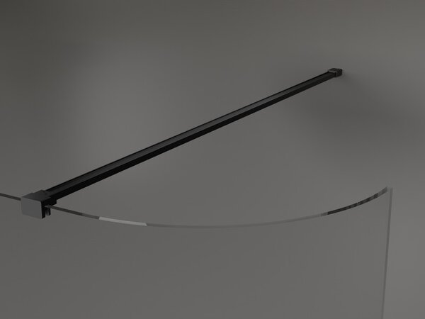 Mexen Kioto-R zaoblená sprchová stěna Walk-in 90 x 200 cm, průhledná 8 mm, černá - 800-090-101-70-06