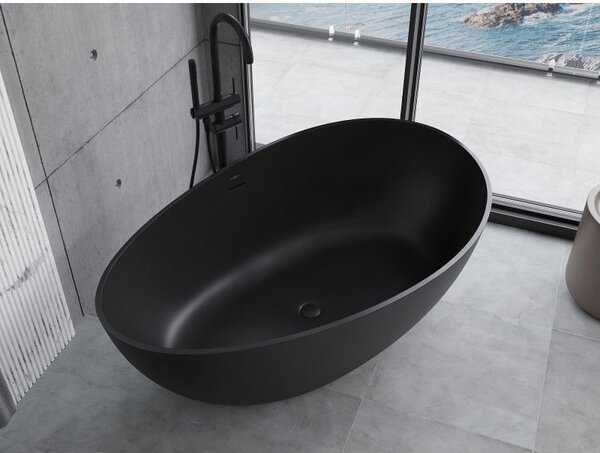 Mexen Parma volně stojící vana z konglomerátu 160 x 95 cm, černá mat - 57231609570