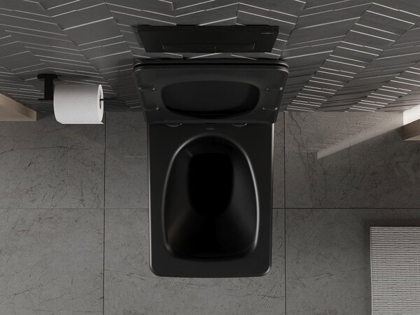 Mexen Vera wc mísa Rimless s pomalu klesající deskou slim, duroplast, černá matná - 30164070
