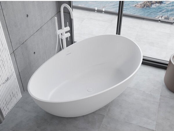 Mexen Parma volně stojící vana z konglomerátu 160 x 95 cm, bílá mat - 57231609500