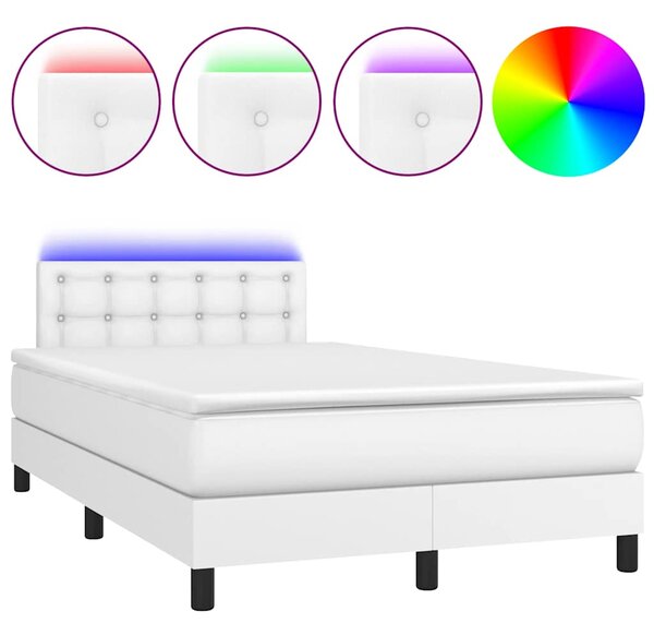 Box spring postel s matrací a LED bílá 120 x 190 cm umělá kůže 3270136