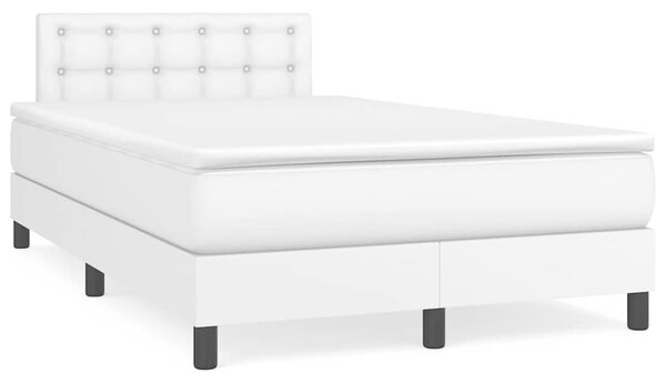 Box spring postel s matrací a LED bílá 120 x 190 cm umělá kůže 3270136