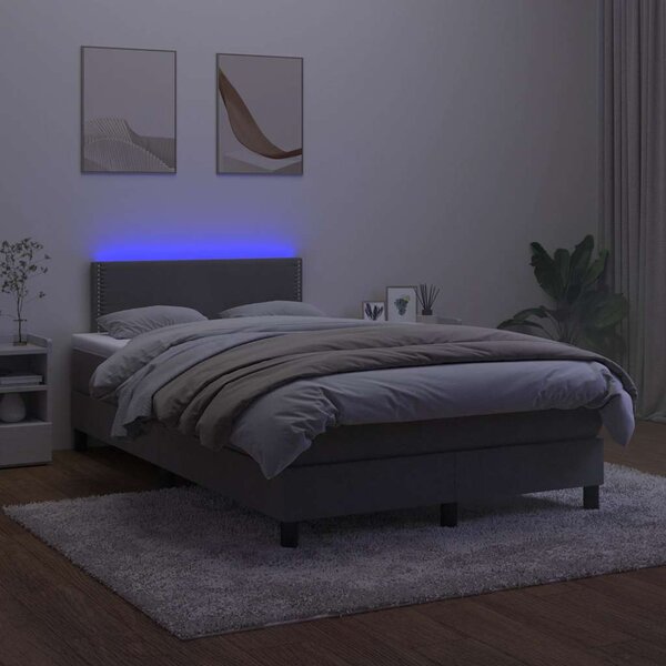 Box spring postel s matrací a LED tmavě šedá 120 x 190 cm samet 3270148
