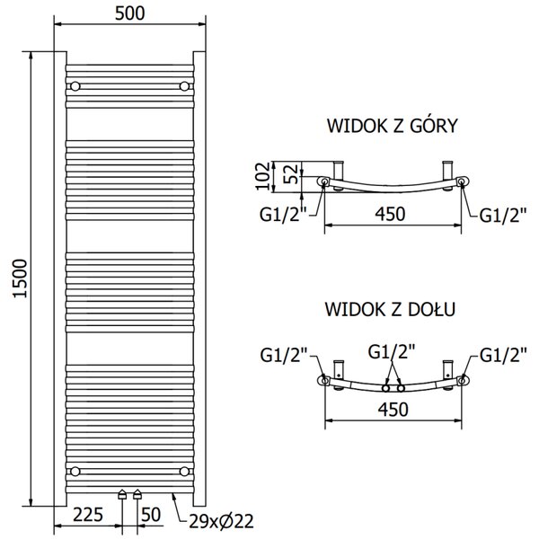 Mexen Ares, topné těleso 1500 x 500 mm, 630 W, černá, W102-1500-500-00-70