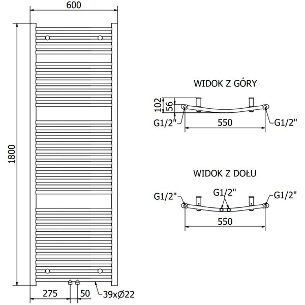 Mexen Ares, topné těleso 1800 x 600 mm, 958 W, černá, W102-1800-600-00-70