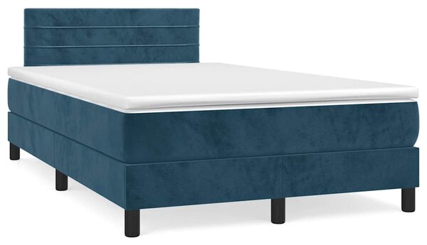 Box spring postel s matrací a LED tmavě modrá 120x190 cm samet 3270163
