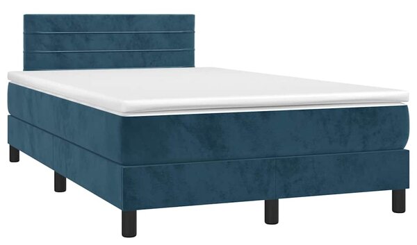 Box spring postel s matrací a LED tmavě modrá 120x190 cm samet 3270163