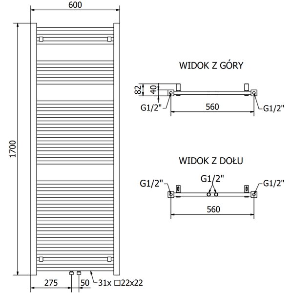 Mexen Pluton topné těleso 1700 x 600 mm, 980 W, černá, W106-1700-600-00-70