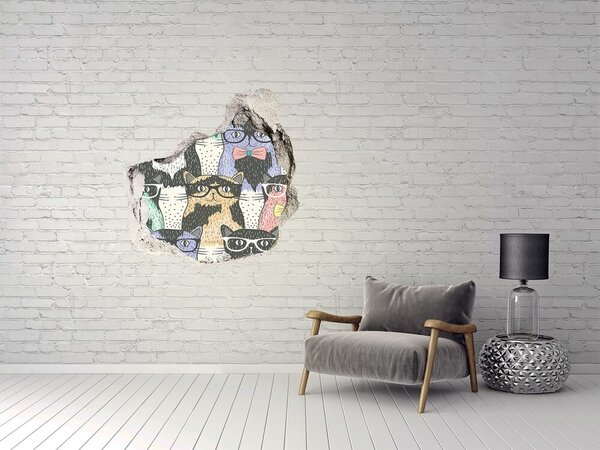 Díra 3D fototapeta nálepka Kočky s brýlemi nd-p-58024892