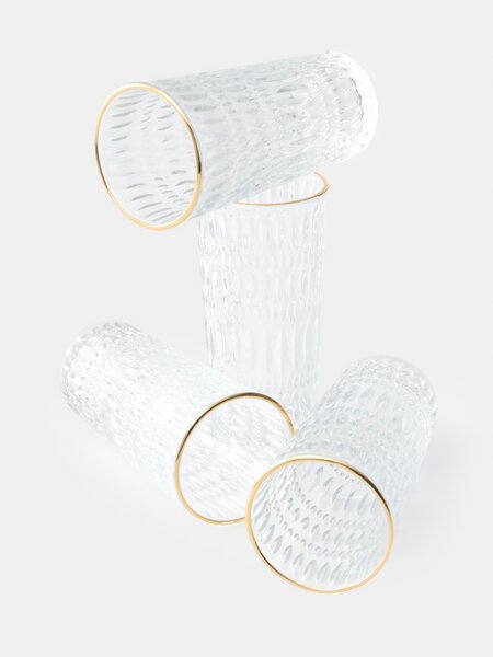 Sinsay - Sada strukturovaných sklenic se zlatým okrajem 4 pack - clear