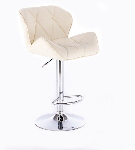 Barová židle MILANO na kulaté stříbrné podstavě - krémová