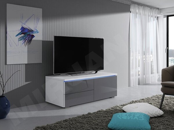 TV stolek Cleo XI P, Barva: bílá / bílý lesk 5902928369113