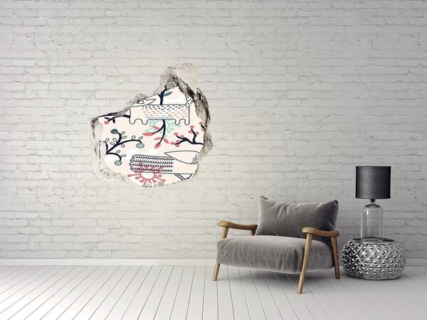 Díra 3D fototapeta nálepka Zvířata a květiny nd-p-59012307