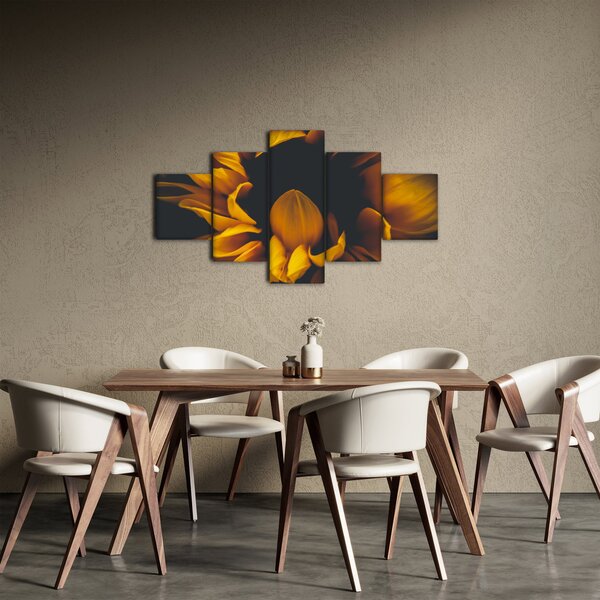 Obraz - Slunečnice v černém pozadí (125x70 cm)