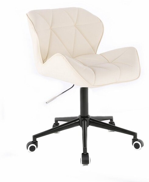LuxuryForm DESIGN Otočná židle MILANO na černé podstavě s kolečky - krémová