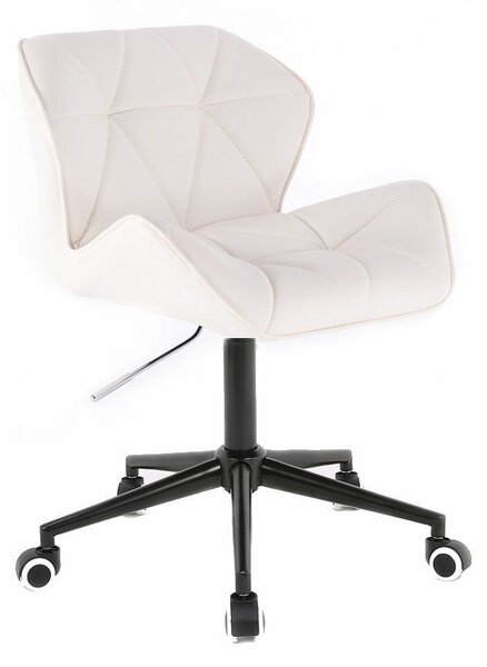 LuxuryForm Židle MILANO na černé podstavě s kolečky - bílá